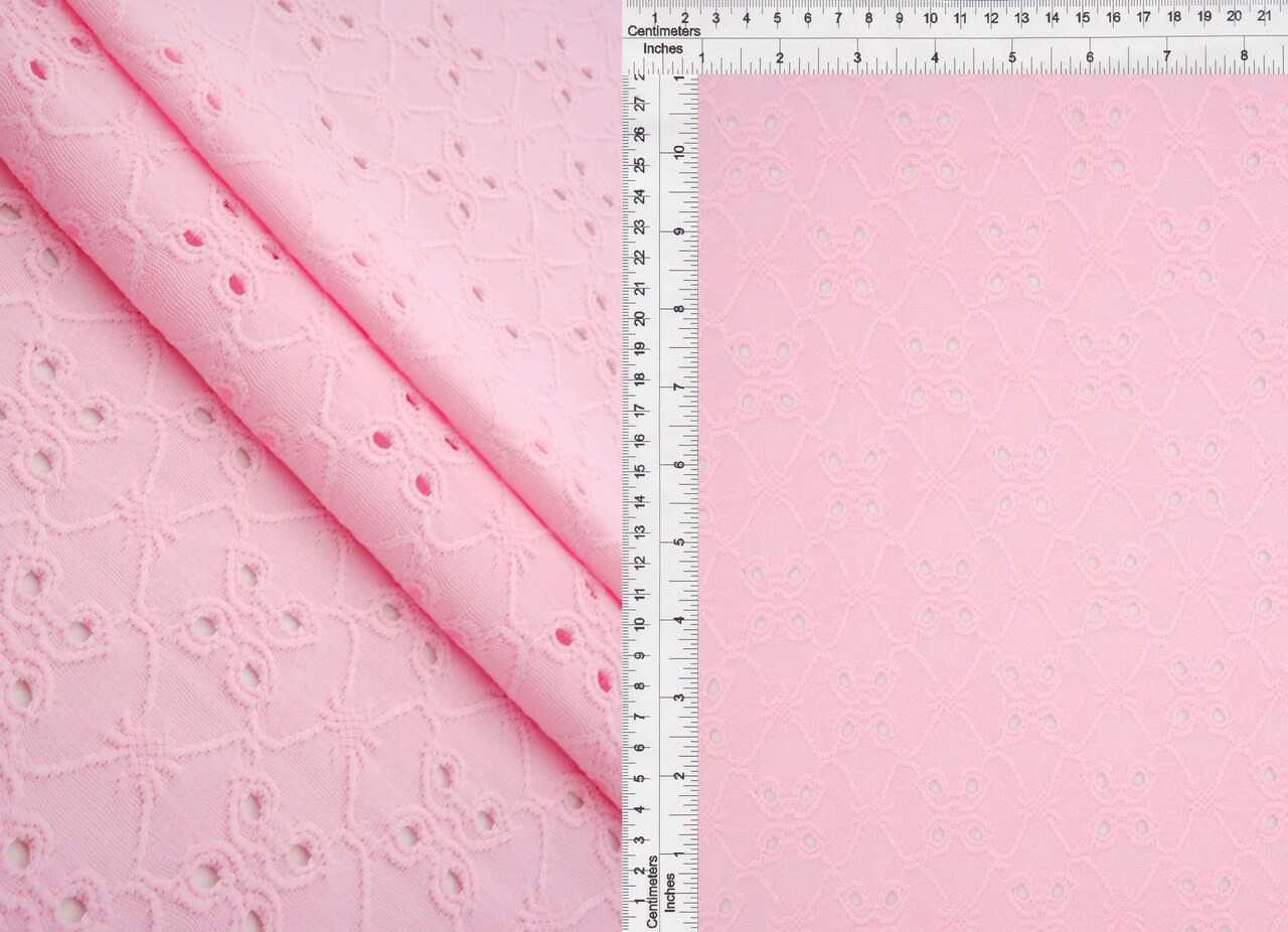 1 Yard DTY Knit Jacquard Eyelet Fabric 190 GSM, 58/60″ Wide Polyester Spandex Blend